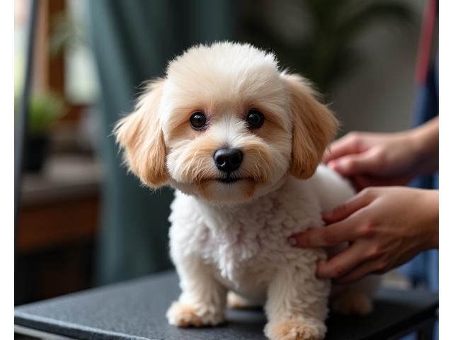 丁寧にトリミングされている犬